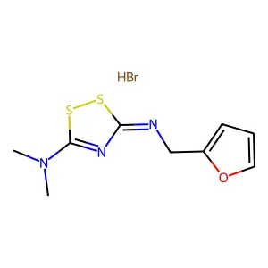3-((Furan-2-ylmethyl)imino)-N,N-dimethyl-3H-1,2,4-dithiazol-5-amine hydrobromide structure