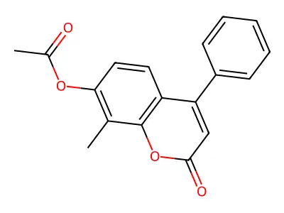 8-methyl-2-oxo-4-phenyl-2H-chromen-7-yl acetate structure
