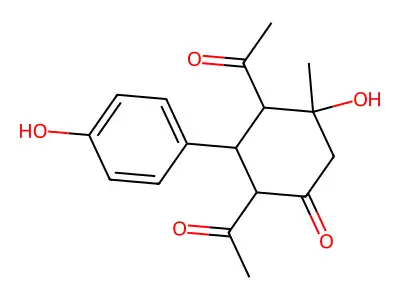 2,4-Diacetyl-5-hydroxy-3-(4-hydroxyphenyl)-5-methylcyclohexanone structure