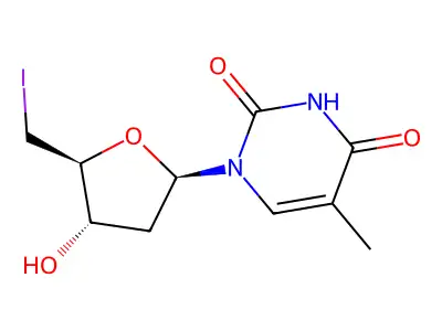 1-[4-Hydroxy-5-(iodomethyl)oxolan-2-yl]-5-methylpyrimidine-2,4-dione structure