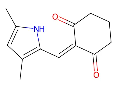 2-[(3,5-dimethyl-1H-pyrrol-2-yl)methylidene]cyclohexane-1,3-dione structure