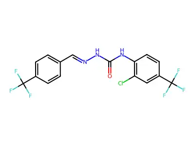 N-[2-Chloro-4-(trifluoromethyl)phenyl]-2-[[4-(trifluoromethyl)phenyl]methylene]hydrazinecarboxamide structure