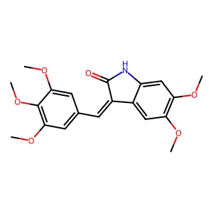 (3Z)-5,6-dimethoxy-3-[(3,4,5-trimethoxyphenyl)methylidene]-1H-indol-2-one structure