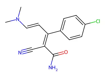 3-(4-Chlorophenyl)-2-cyano-5-(dimethylamino)penta-2,4-dienamide structure