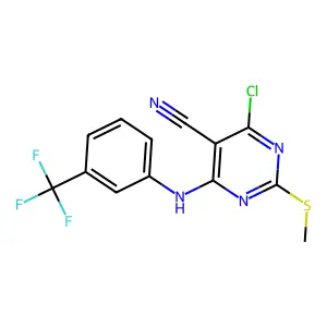 4-Chloro-2-(methylthio)-6-[3-(trifluoromethyl)anilino]pyrimidine-5-carbonitrile structure