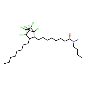 n-butyl-8-(1,4,5,6,7,7-hexachloro-3-octylbicyclo[2.2.1]hept-5-en-2-yl)-n-methyloctanamide structure