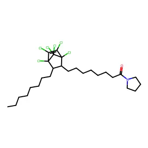 8-(1,4,5,6,7,7-hexachloro-3-octylbicyclo[2.2.1]hept-5-en-2-yl)-1-(pyrrolidin-1-yl)octan-1-one structure