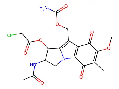 2-(acetylamino)-9-[(carbamoyloxy)methyl]-7-methoxy-6-methyl-5,8-dioxo-2,3,5,8-tetrahydro-1h-pyrrolo[1,2-a]indol-1-yl chloroacetate structure