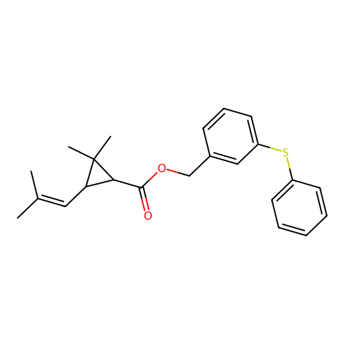 2,2-Dimethyl-3-(2-methyl-1-propenyl)cyclopropanecarboxylic acid m-(phenylthio)benzyl ester structure