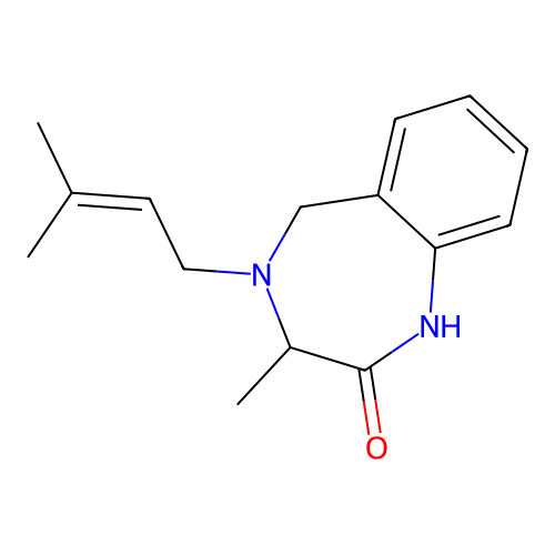 3-Methyl-4-(3-methyl-but-2-enyl)-1,3,4,5-tetrahydro-1,4-benzodiazepin-2-one structure