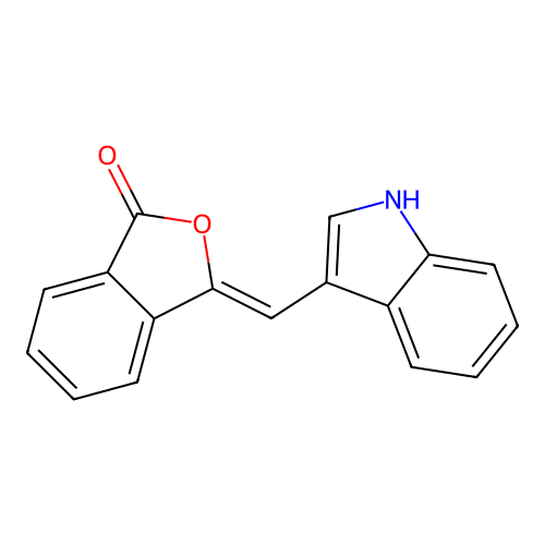 (3Z)-3-(1H-indol-3-ylmethylidene)-2-benzofuran-1(3H)-one structure