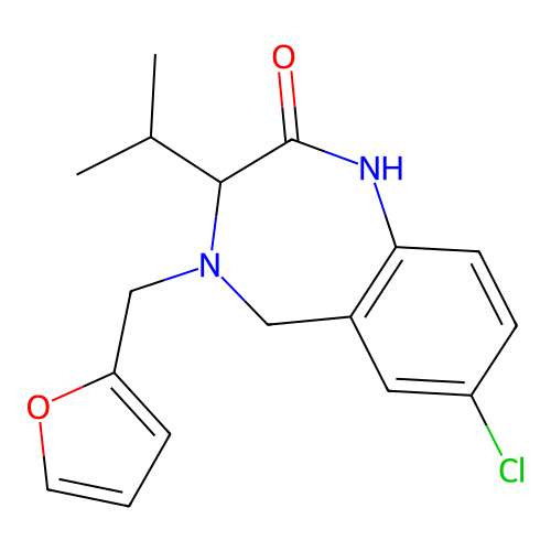 7-Chloro-4-furan-2-ylmethyl-3-isopropyl-1,3,4,5-tetrahydro-1,4-benzodiazepin-2-one structure