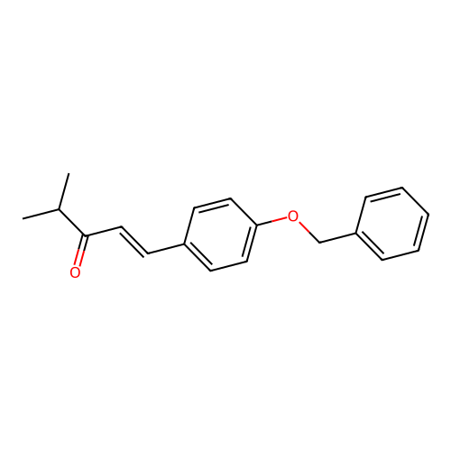 (E)-1-(4-(benzyloxy)phenyl)-4-methylpent-1-en-3-one structure