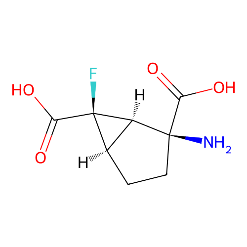 2-Amino-6-fluoro-bicyclo[3.1.0]hexane-2,6-dicarboxylic acid structure