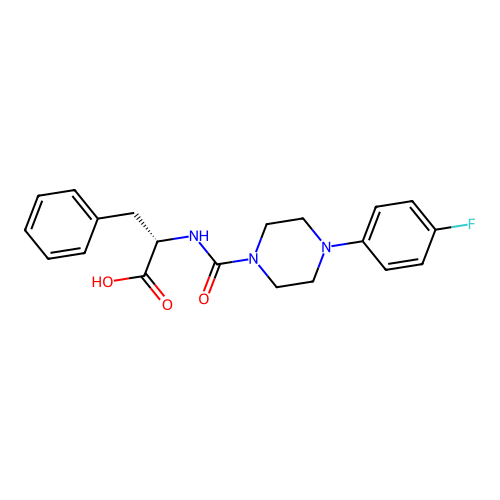 (S)-2-(4-(4-fluorophenyl)piperazine-1-carboxamido)-3-phenylpropanoic acid structure