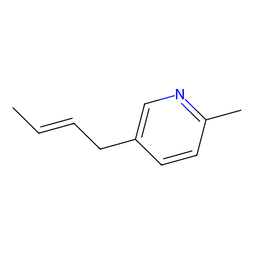 (E)-5-(But-2-enyl)-2-methylpyridine structure