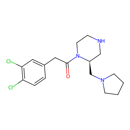 2-(3,4-dichlorophenyl)-1-[(2S)-2-(pyrrolidin-1-ylmethyl)piperazin-1-yl]ethanone structure