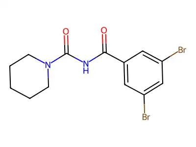 N-(3,5-dibromobenzoyl)piperidine-1-carboxamide structure