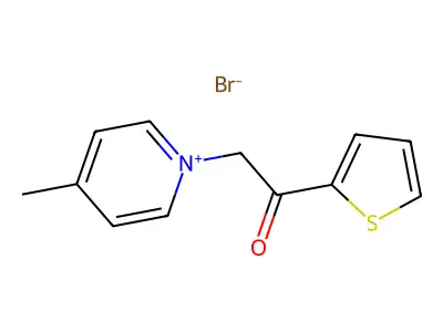 4-Methyl-1-(2-oxo-2-(thiophen-2-yl)ethyl)pyridin-1-ium bromide structure