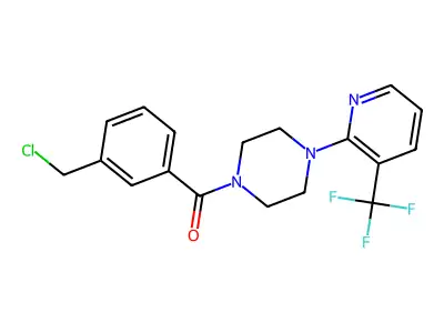 [3-(Chloromethyl)phenyl]{4-[3-(trifluoromethyl)pyridin-2-yl]piperazino}methanone structure