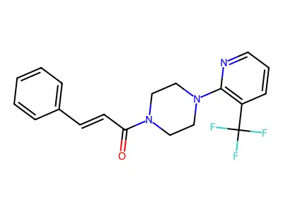 3-Phenyl-1-[4-[3-(trifluoromethyl)-2-pyridinyl]piperazin-1-yl]prop-2-en-1-one structure