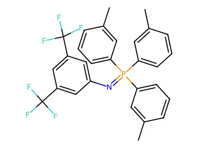 {[3,5-Bis(trifluoromethyl)phenyl]imino}[tris(3-methylphenyl)]phosphorane structure