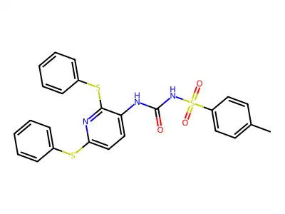 N-(2,6-Bis(Phenylthio)pyridin-3-yl)-N'-p-toluenesulfonylurea structure