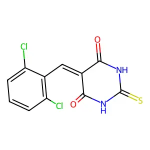 5-(2,6-dichlorobenzylidene)-2-thioxodihydro-4,6(1H,5H)-pyrimidinedione structure