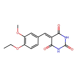 5-(4-ethoxy-3-methoxybenzylidene)pyrimidine-2,4,6(1H,3H,5H)-trione structure