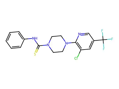 4-[3-chloro-5-(trifluoromethyl)pyridin-2-yl]-N-phenylpiperazine-1-carbothioamide structure