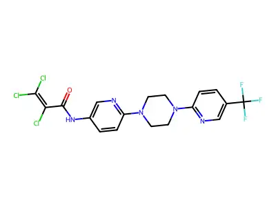 2,3,3-trichloro-N-(6-{4-[5-(trifluoromethyl)pyridin-2-yl]piperazino}pyridin-3-yl)acrylamide structure