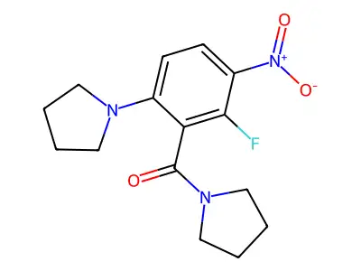 [2-Fluoro-3-nitro-6-(1-pyrrolidinyl)phenyl](1-pyrrolidinyl)methanone structure