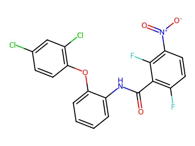 N-[2-(2,4-dichlorophenoxy)phenyl]-2,6-difluoro-3-nitrobenzamide structure