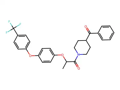 1-(4-Benzoylpiperidino)-2-{4-[4-(trifluoromethyl)phenoxy]phenoxy}propan-1-one structure
