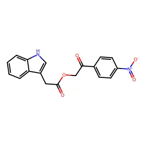 2-(4-nitrophenyl)-2-oxoethyl 1H-indol-3-ylacetate structure