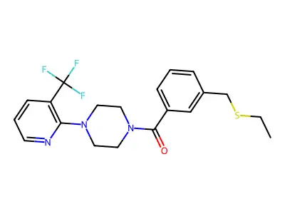 {3-[(ethylthio)methyl]phenyl}{4-[3-(trifluoromethyl)pyridin-2-yl]piperazino}methanone structure