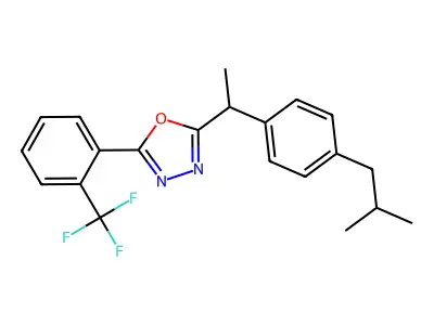 2-[1-(4-Isobutylphenyl)ethyl]-5-[2-(trifluoromethyl)phenyl]-1,3,4-oxadiazole structure
