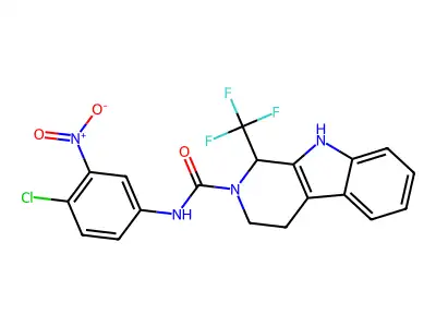 N-(4-chloro-3-nitrophenyl)-1-(trifluoromethyl)-1,3,4,9-tetrahydro-2H-beta-carboline-2-carboxamide structure