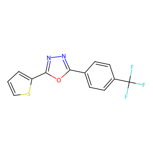 2-(2-Thienyl)-5-[4-(trifluoromethyl)phenyl]-1,3,4-oxadiazole structure
