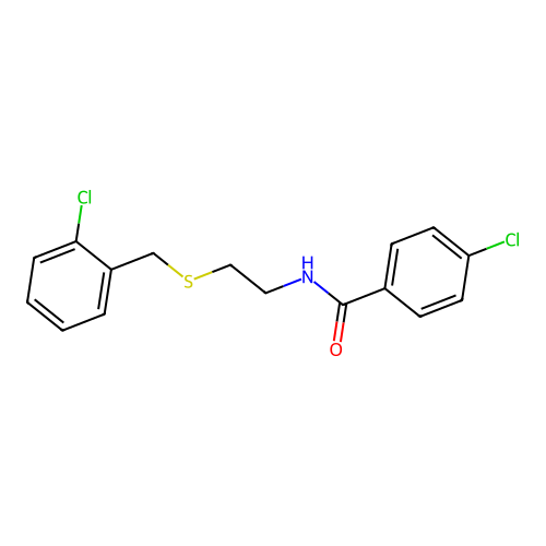 4-chloro-N-{2-[(2-chlorobenzyl)sulfanyl]ethyl}benzamide structure