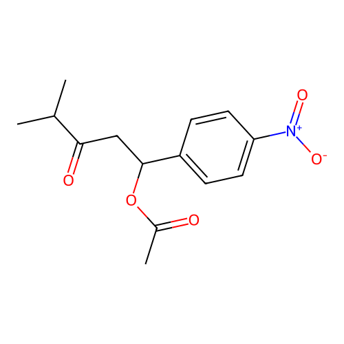 (+/-)-1-Acetoxy-4-methyl-1-(4-nitrophenyl)pentan-3-one structure