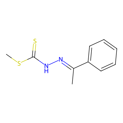 {[(Methylsulfanyl)methanethioyl]amino}(1-phenylethylidene)amine structure