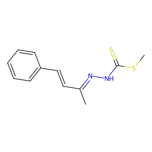 methyl N-(4-phenylbut-3-en-2-ylideneamino)carbamodithioate structure