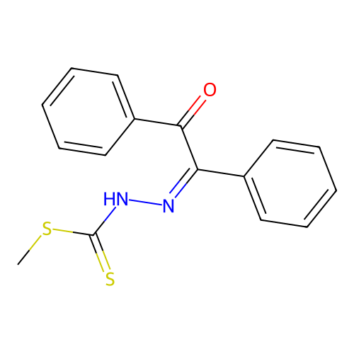 methyl N-[(2-oxo-1,2-diphenylethylidene)amino]carbamodithioate structure