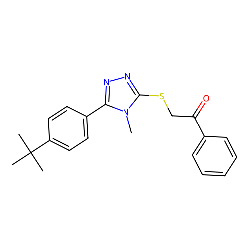 2-((5-(4-(tert-butyl)phenyl)-4-methyl-4H-1,2,4-triazol-3-yl)thio)-1-phenylethanone structure