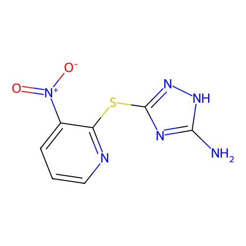2-[(5-amino-4H-1,2,4-triazol-3-yl)sulfanyl]-3-nitropyridine structure