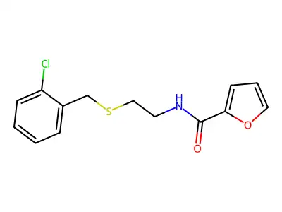 N-[2-[(2-chlorophenyl)methylsulfanyl]ethyl]furan-2-carboxamide structure