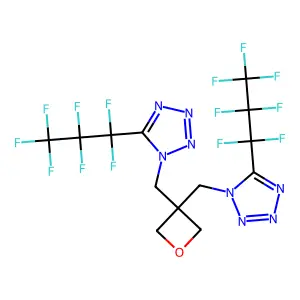 5-(1,1,2,2,3,3,3-heptafluoropropyl)-1-[[3-[[5-(1,1,2,2,3,3,3-heptafluoropropyl)tetrazol-1-yl]methyl]oxetan-3-yl]methyl]tetrazole structure