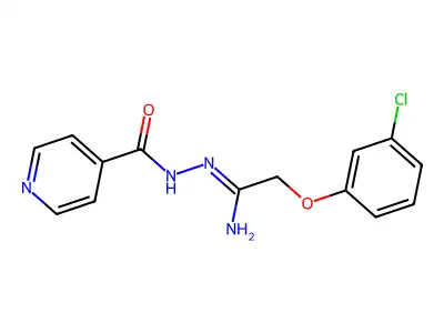 N-[[1-amino-2-(3-chlorophenoxy)ethylidene]amino]pyridine-4-carboxamide structure