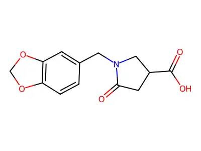 1-(1,3-Benzodioxol-5-ylmethyl)-5-oxopyrrolidine-3-carboxylic acid structure